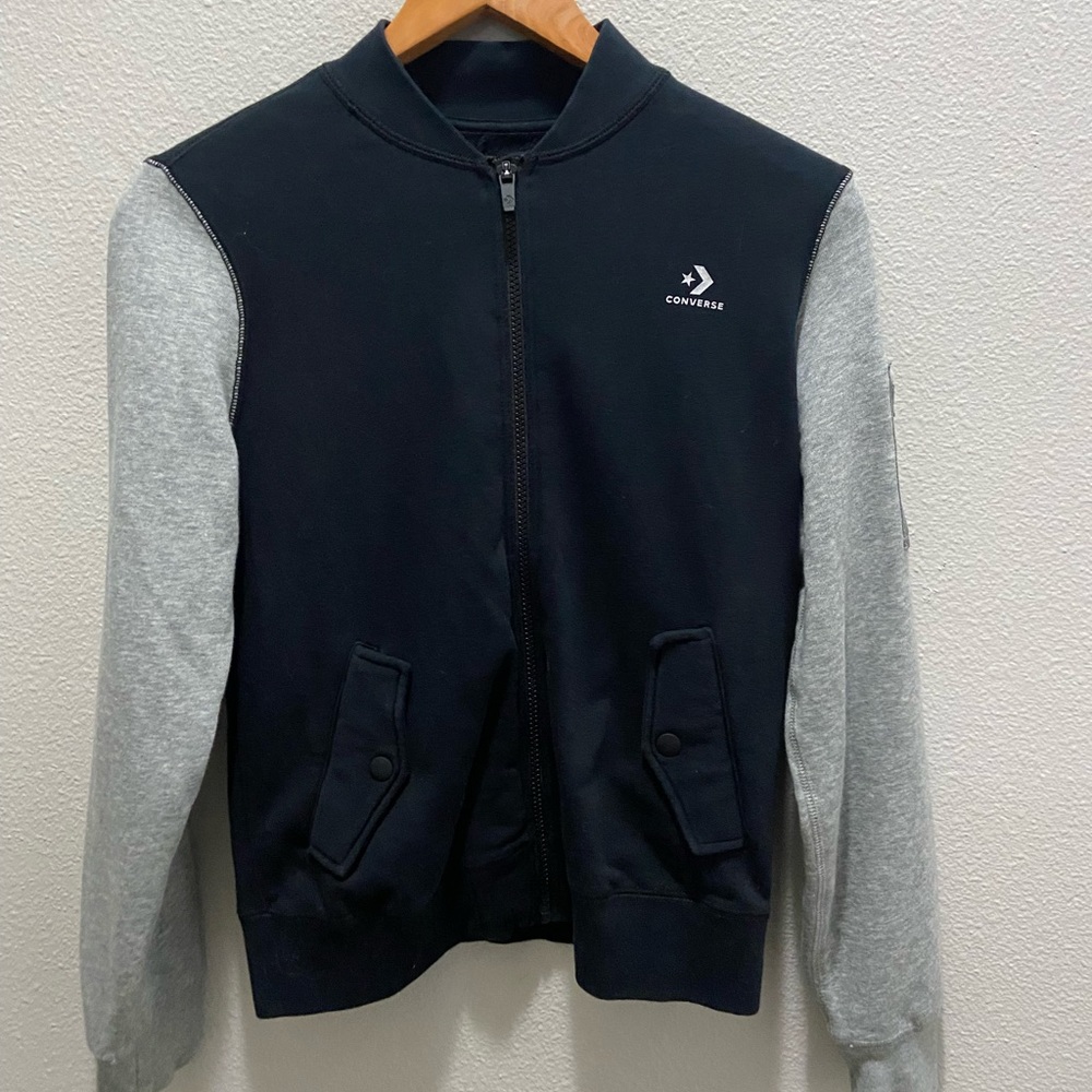 Black and grey converse zip up